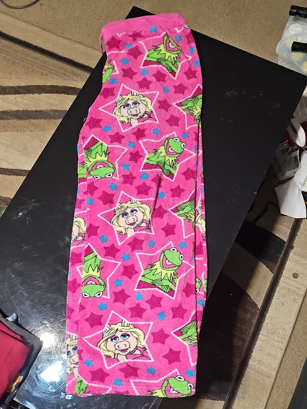Disney Pink Muppet Fleece Pajama Bottoms with Kermit & Miss Piggy